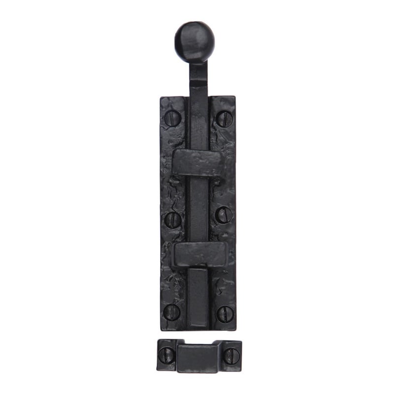 A29 Door Slide Bolt Latch, 5 3/8 X 1 1/2 inches with 3 Gate Latch, Sliding Barrel Bolt, Surface Bolt Door Lock Latch for Gates, Cabinets and Doors, Iron Black Powder Coat Finish - Image 1